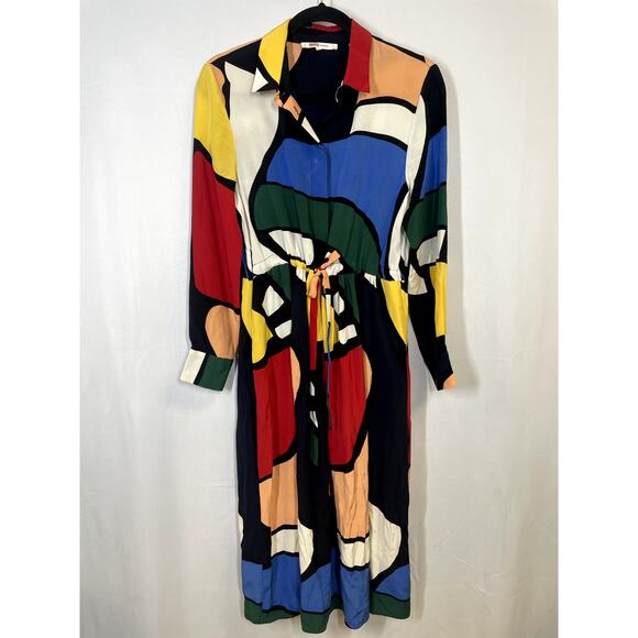 CHINTI & PARKER Multicolor Circus Silk Midi Shirt Dress Abstract Size 4 $585 - Picture 2 of 13